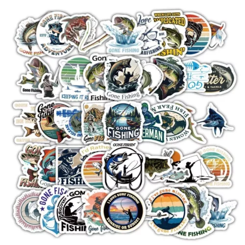 cn-11134207-7ras8-m2ryj9h4mw2b76.webp 60PCS Waterproof Fisherman Go Fishing Stickers For Suitcase Freezer DIY Decoration Decals Car Sticker