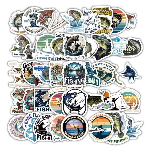 cn-11134207-7ras8-m2ryj9h4mw2b76.webp 60PCS Waterproof Fisherman Go Fishing Stickers For Suitcase Freezer DIY Decoration Decals Car Sticker