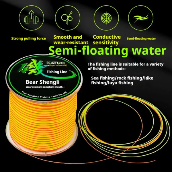 150M Semi floating Rock fishing lines Wear resistant Nylon Seawater Lure Freshwater Fishline Long range Tackle 6LB 40LB Cord
