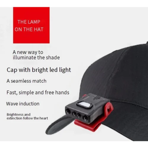 Fishing headlight with clip cap  USB charging headlight  induction headlight