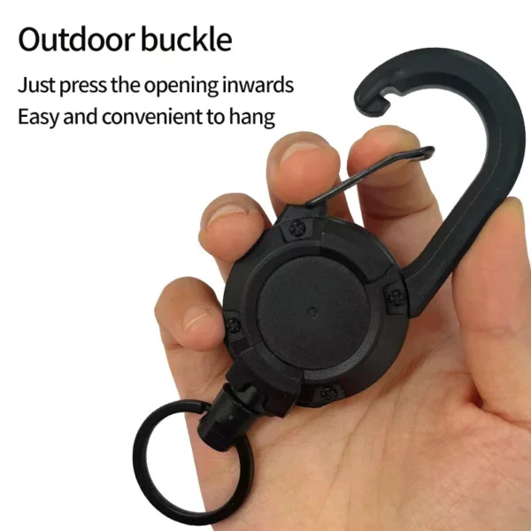 1pc Retractable Keychain Steel Wire Tactical Anti theft Automatic Carabiner Clip Multipurpose Camping Gear