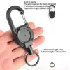 1pc Retractable Keychain Steel Wire Tactical Anti theft Automatic Carabiner Clip Multipurpose Camping Gear
