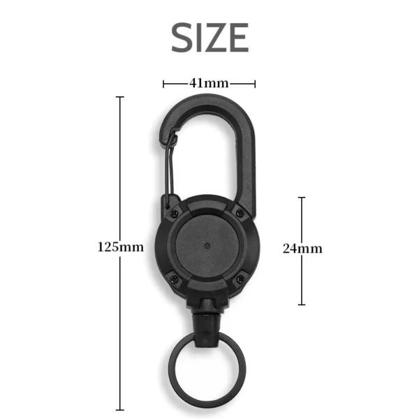 1pc Retractable Keychain Steel Wire Tactical Anti theft Automatic Carabiner Clip Multipurpose Camping Gear