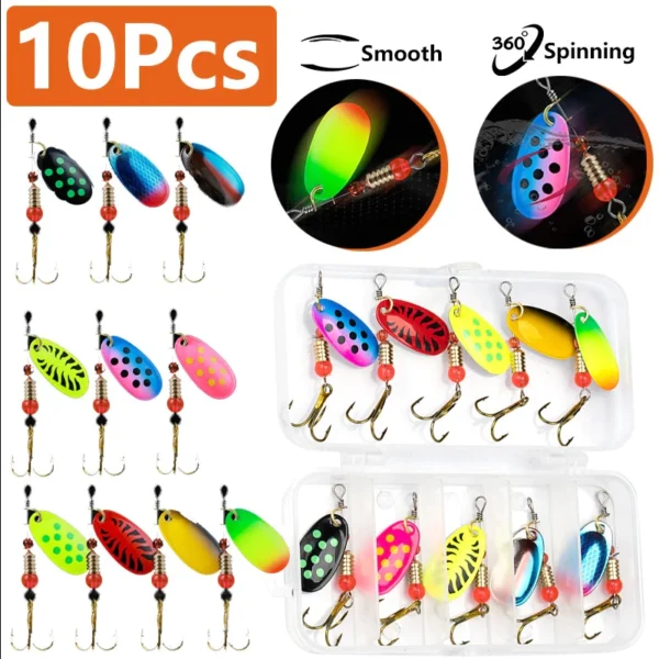 10 16pcs Fishing Spinner Metal Lures with Tackle Boxes Crankbaits Wobblers Metal Sequin Trout Spoon With Hooks for Carp Fishing