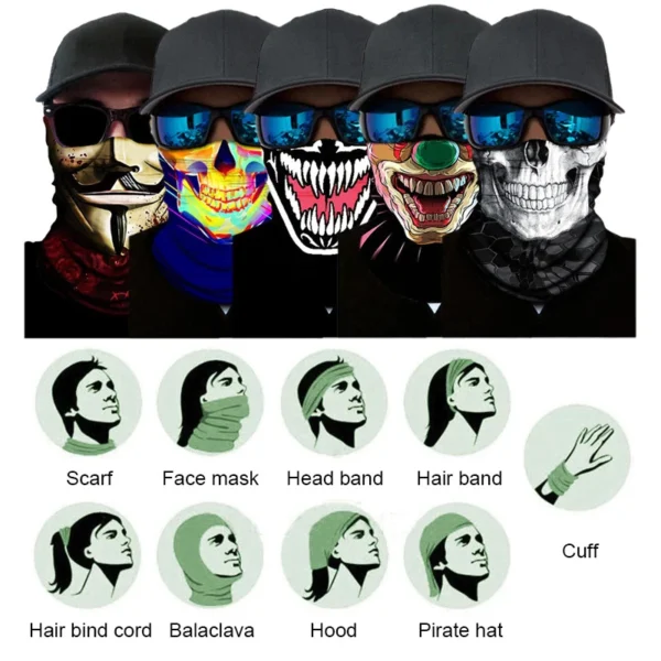 Half Face Neck Head Scarf Buff Bandana Headband Silk Cycling Fishing Motor Outdoor Mask Topeng Muka
