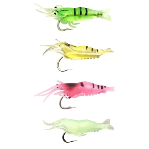 10pcs Grass Shrimp Lure 4cm Simulation Soft Fake Bait with Sharp Hooks Silicone Bionic High Elasticity Small Shrimp Fishing Lure