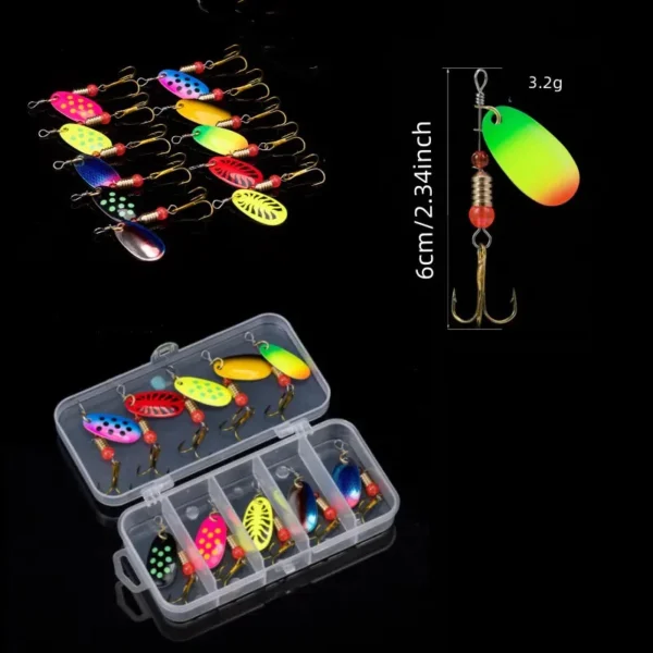 10 16pcs Fishing Spinner Metal Lures with Tackle Boxes Crankbaits Wobblers Metal Sequin Trout Spoon With Hooks for Carp Fishing