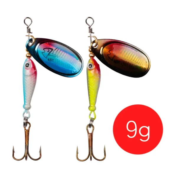 9g 7cm Sequ Iscas Artificial Hard Baits Rotating Metal Spinner Fishing Lures Crap Bass Pike Treble Hook Tackle Accessories